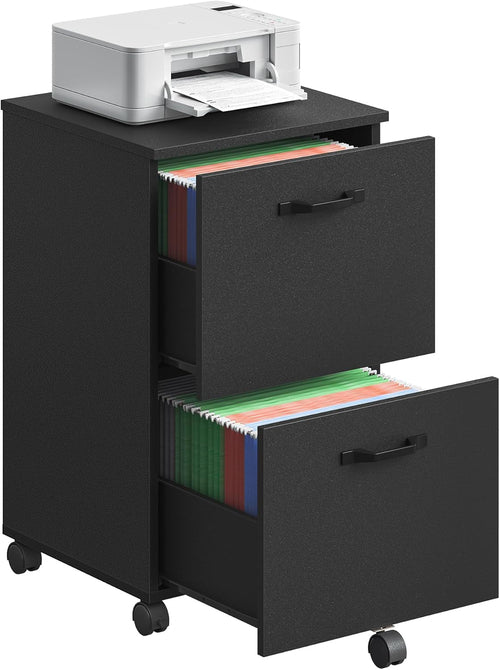 2-Drawer File Cabinet Matte Black For Home Office And Printer Stand