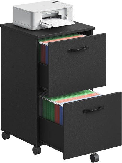 2-Drawer File Cabinet Matte Black For Home Office And Printer Stand