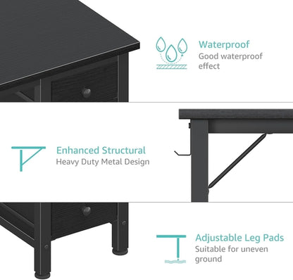 40 Inch Small Gaming Desk With Fabric Drawers Black