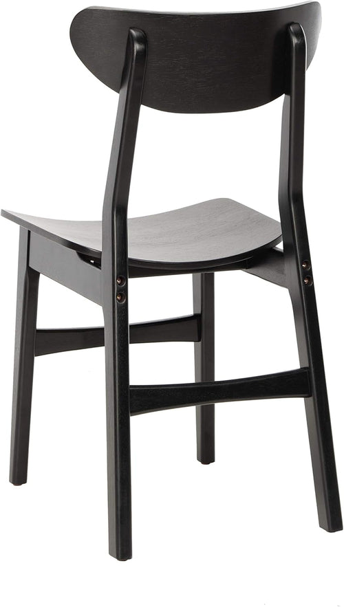 Retro Black Wood Dining Chair Set Of 2 For Home Dining
