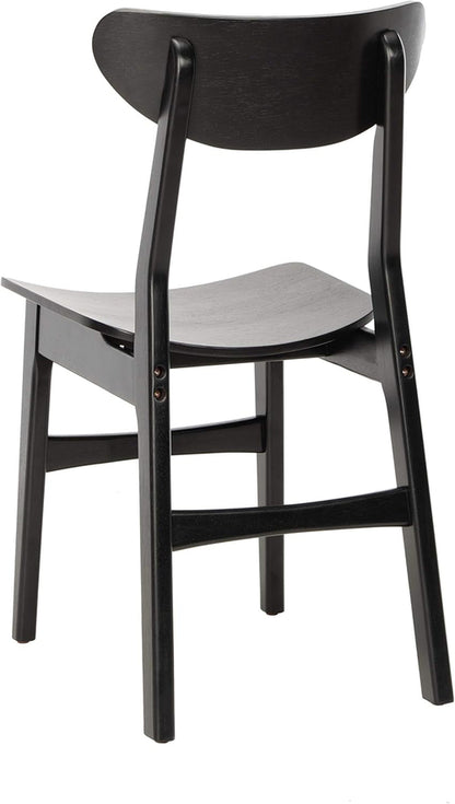Retro Black Wood Dining Chair Set Of 2 For Home Dining