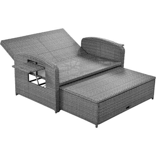 Outdoor Chaise Lounge Rattan White with Adjustable Design for Patio,
