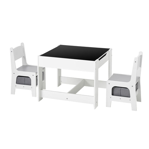 Kids Table And 2 Chairs Set, Toddler Table And Chair Set With Storage