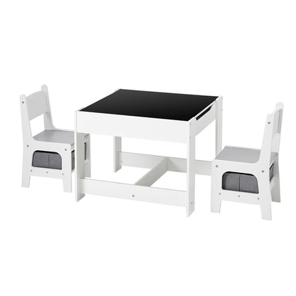 Kids Table And 2 Chairs Set, Toddler Table And Chair Set With Storage
