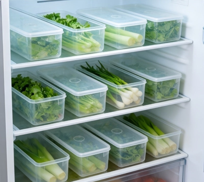 8pcs Transparent Stackable Refrigerator Storage Boxes with Airtight Lids/Front Sealable Lid Suitable for Vegetables, Fruits, Herbs, Noodles, Freezer Organizer, Space-Saving Containers for Fridge Preservation & Organization