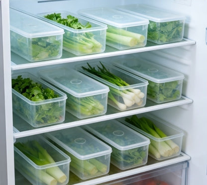 8pcs Transparent Stackable Refrigerator Storage Boxes with Airtight Lids/Front Sealable Lid Suitable for Vegetables, Fruits, Herbs, Noodles, Freezer Organizer, Space-Saving Containers for Fridge Preservation & Organization