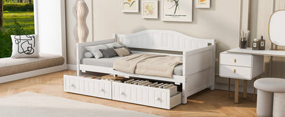 Twin Wooden Daybed with 2 drawers, Sofa Bed for Bedroom Living Room,No