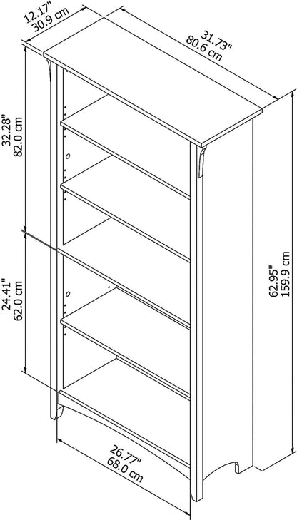 Vintage Black Bookcase With Adjustable Shelves For Home