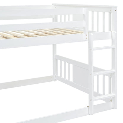 Full Over Full Bunk Bed with Ladder, White