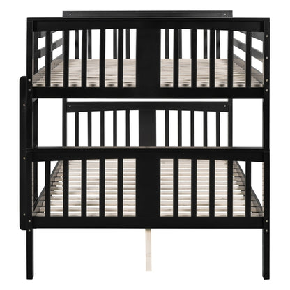 Full over Full Bunk Bed with Ladder for Bedroom, Guest Room Furniture