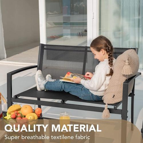 4 Piece Outdoor Patio Set With Glass Table Black Durable