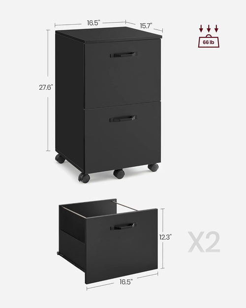 2-Drawer File Cabinet Matte Black For Home Office And Printer Stand
