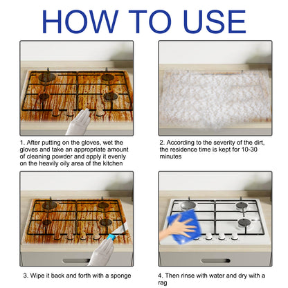 Kitchen Protective Cleaning Powder, Kitchen Range Hood Stove Faucet Oil Dirt Cleaning Powder