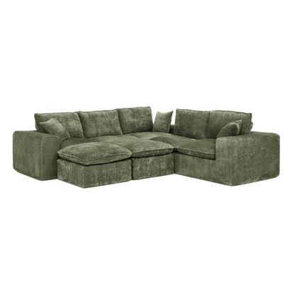 Modern Boucle L-Shaped Sectional Sofa with Two Moveable Ottomans,