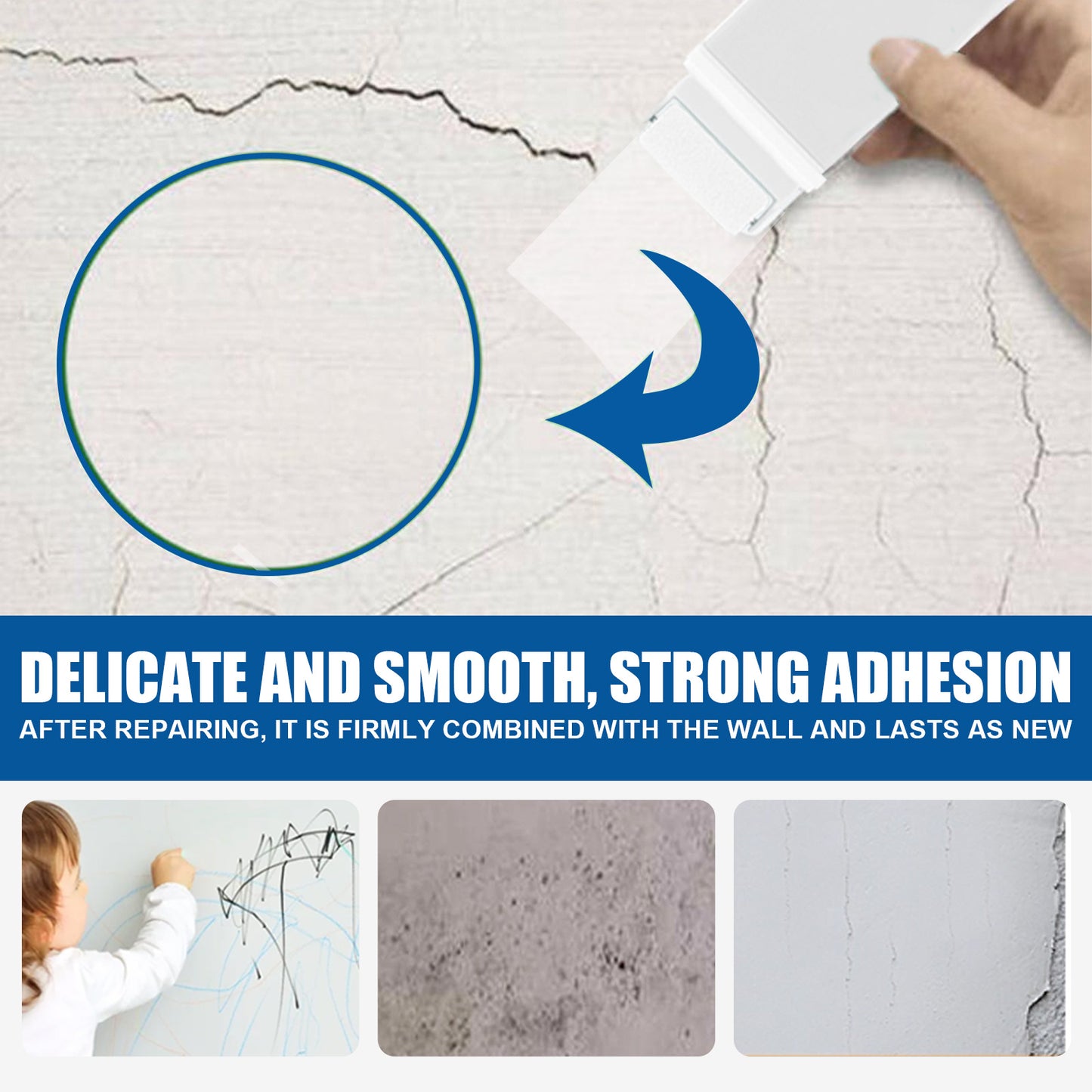 Jue-Fish Wall Repair Roller Brush, White Paint Renovation, Moisture And Crack Prevention, Graffiti Cover Repair Wall Paint