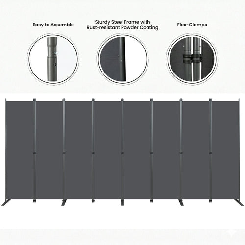 Folding Privacy Screen Room Divider, Heavy-Duty Metal Frame &