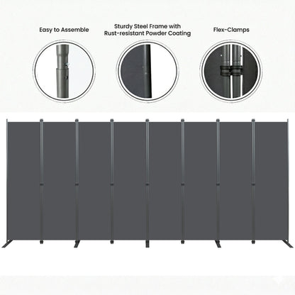Folding Privacy Screen Room Divider, Heavy-Duty Metal Frame &