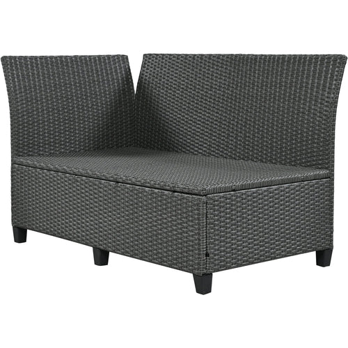 5-Piece Outdoor Patio Rattan Sofa Set, Sectional PE Wicker L-Shaped