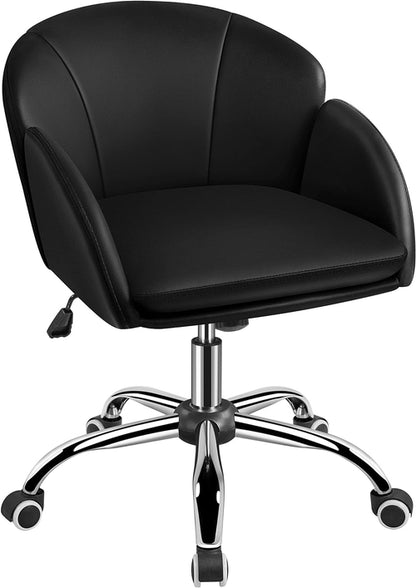 Black Velvet Upholstered Swivel Desk Chair For Office