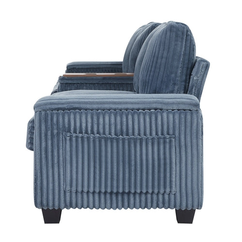 Modern 4-Seater Corduroy Sofa Couch with USB Ports, Hidden Storage and