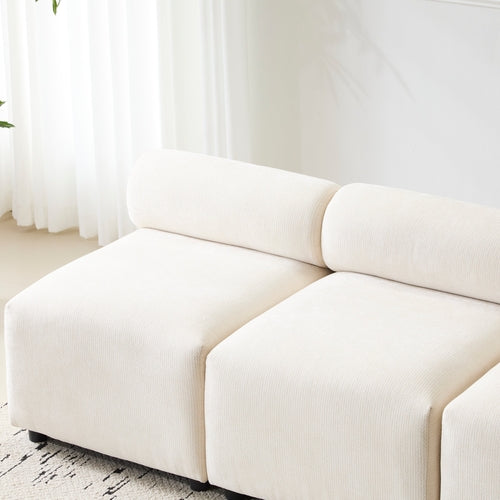 Modular Chenille Sectional Sofa – Modern Curved Upholstered Couch for
