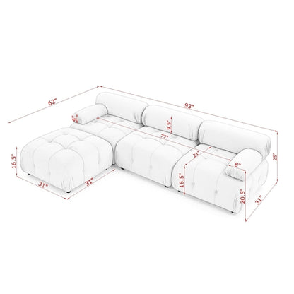 Modular Sectional Sofa, Button Tufted Design with DIY L-Shaped Layout,