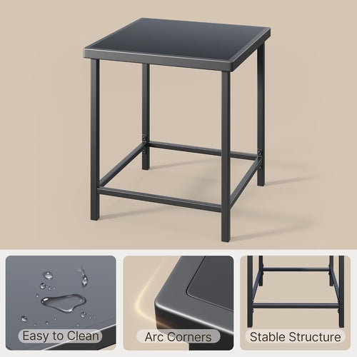 Outdoor Rocking Bistro Set With Cushions And Glass Table