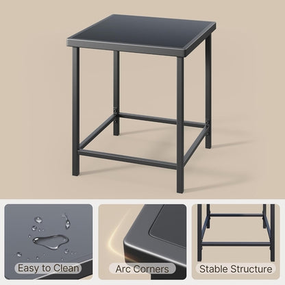 Outdoor Rocking Bistro Set With Cushions And Glass Table