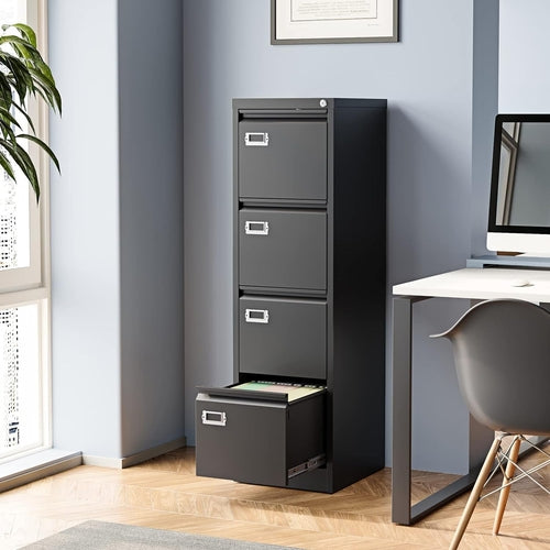 Locking 4 Drawer Vertical File Cabinet For Office Use