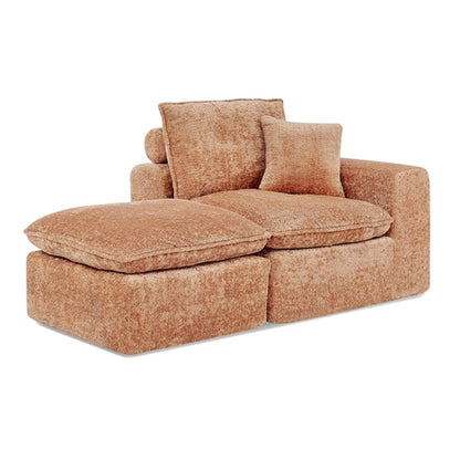 Modern Boucle L-Shaped Sectional Sofa with Two Moveable Ottomans,
