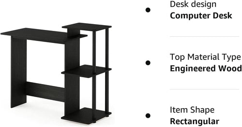 Compact Desk With Square Shelves For Home Office Printer