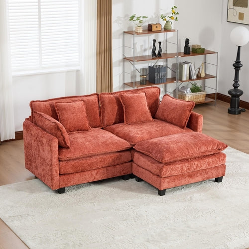Cloud Sofa Modern Sectional Couch, Double Layer Upholstered Chenille