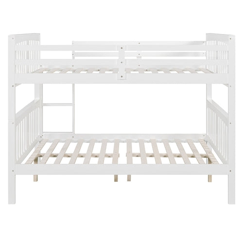 Full over Full Bunk Bed with Ladder for Bedroom, Guest Room Furniture