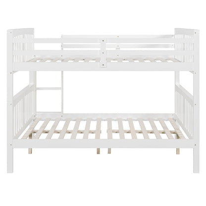Full over Full Bunk Bed with Ladder for Bedroom, Guest Room Furniture