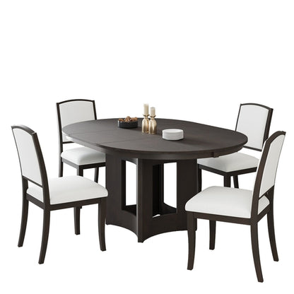 Farmhouse Extendable Round Dining Table Set for 4, 5-Piece Kitchen