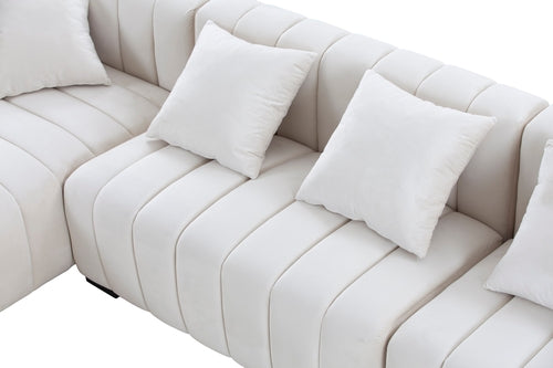 139'' Channel Tufted Sofa Velvet Upholstered Left Chaise Modular Sofa