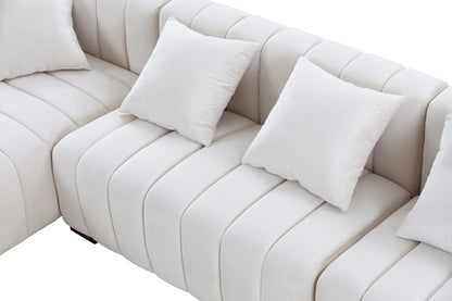 139'' Channel Tufted Sofa Velvet Upholstered Left Chaise Modular Sofa