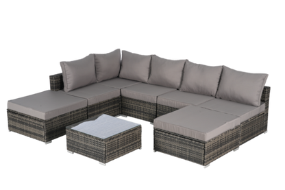 8 Piece Outdoor Patio Sectional Sofa Set – Wicker Conversation Set