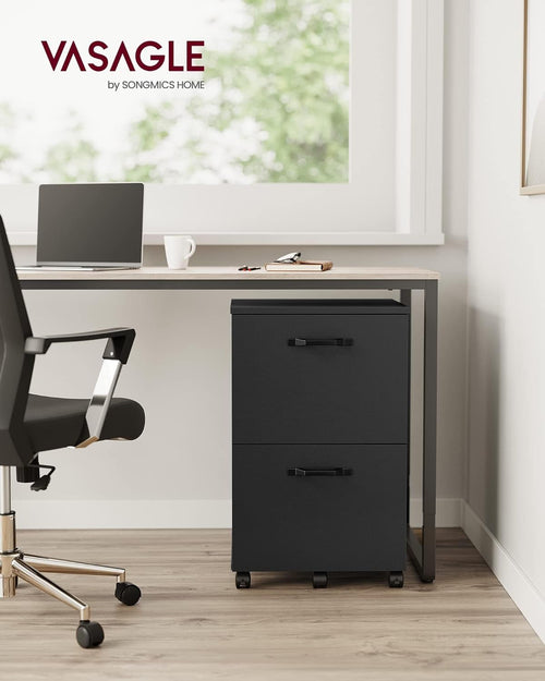 2-Drawer File Cabinet Matte Black For Home Office And Printer Stand
