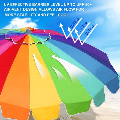 7.5Ft Heavy Duty Beach Umbrella UV 50 Protection Tilt