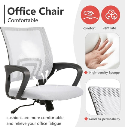 Ergonomic White Office Chair With Lumbar Support For Home