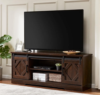 Rustic Sliding Barn Door TV Stand For 65 Inch TVs Console