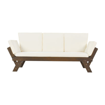 Outdoor Adjustable Patio Wooden Daybed Sofa Chaise Lounge with