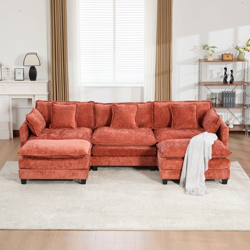 Cloud Sofa Modern Sectional Couch, Double Layer Upholstered Chenille