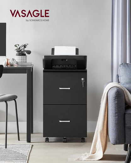 Two Drawer File Cabinet For Home Office A4 Size Black Honey Finish