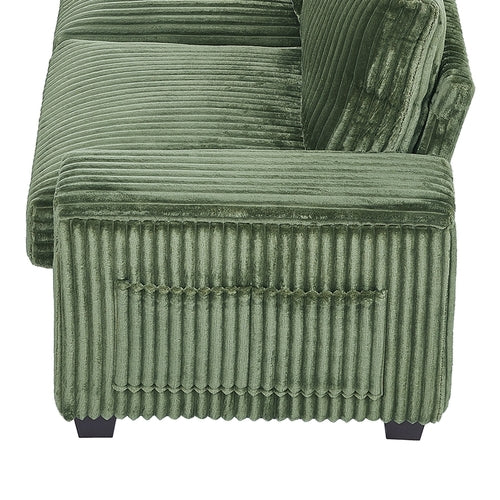 Modern 4-Seater Corduroy Sofa Couch with USB Ports, Hidden Storage and