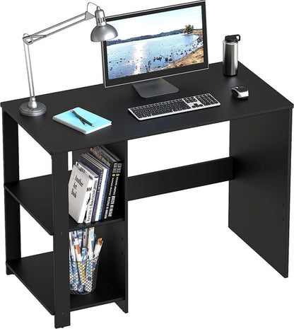 Espresso Finish Home Office Desk With Open Shelves
