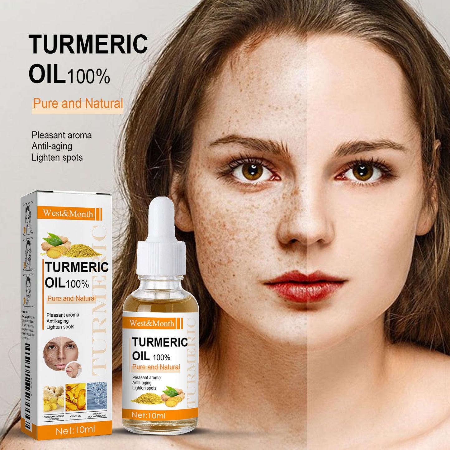 West&Month Turmeric Essential Oil Skin Firming Skin Care Gentle Care Moisturizing Facial Essential Oil