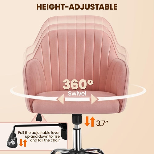 Pink Desk Chair With Adjustable Height For Home Office