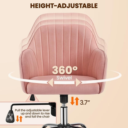 Pink Desk Chair With Adjustable Height For Home Office